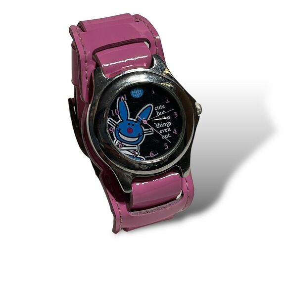 It's Happy Bunny Unisex Kids LCD Watch Pink Leather Strap White Dial Casual - Picture 4 of 7